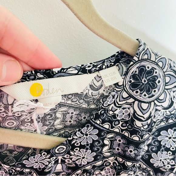 NEW Boden Crew Neck Print Mini Dress Black Paisley Pop Bohemian Preppy Retro - Picture 10 of 10